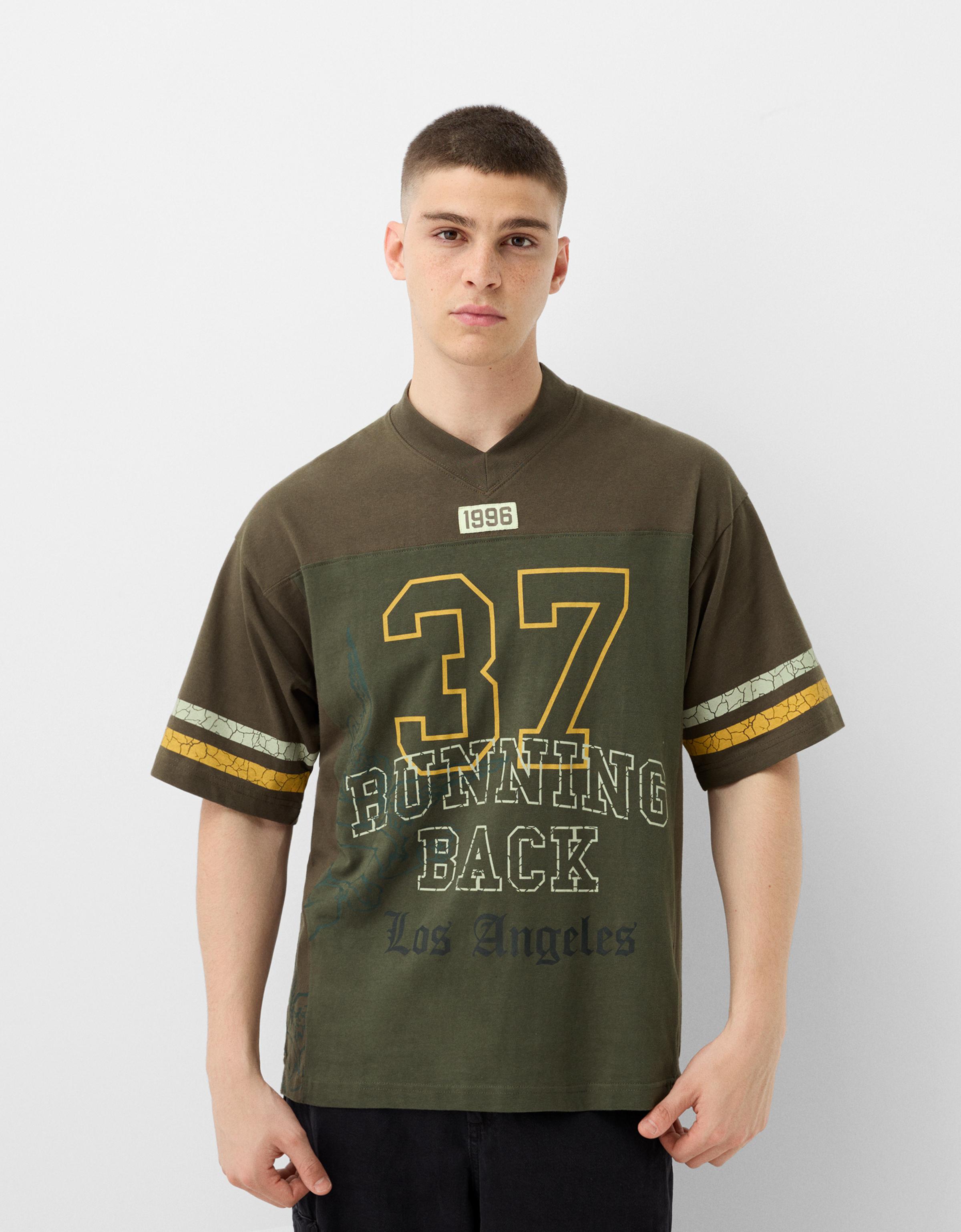 Bershka Kurzärmeliges Oversize-Shirt Herren Xl Khaki