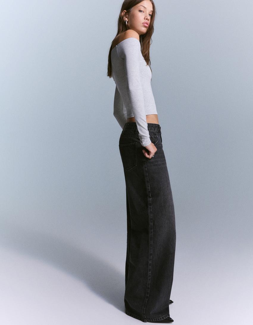 Long sleeve halter neck T-shirt-Grey-1