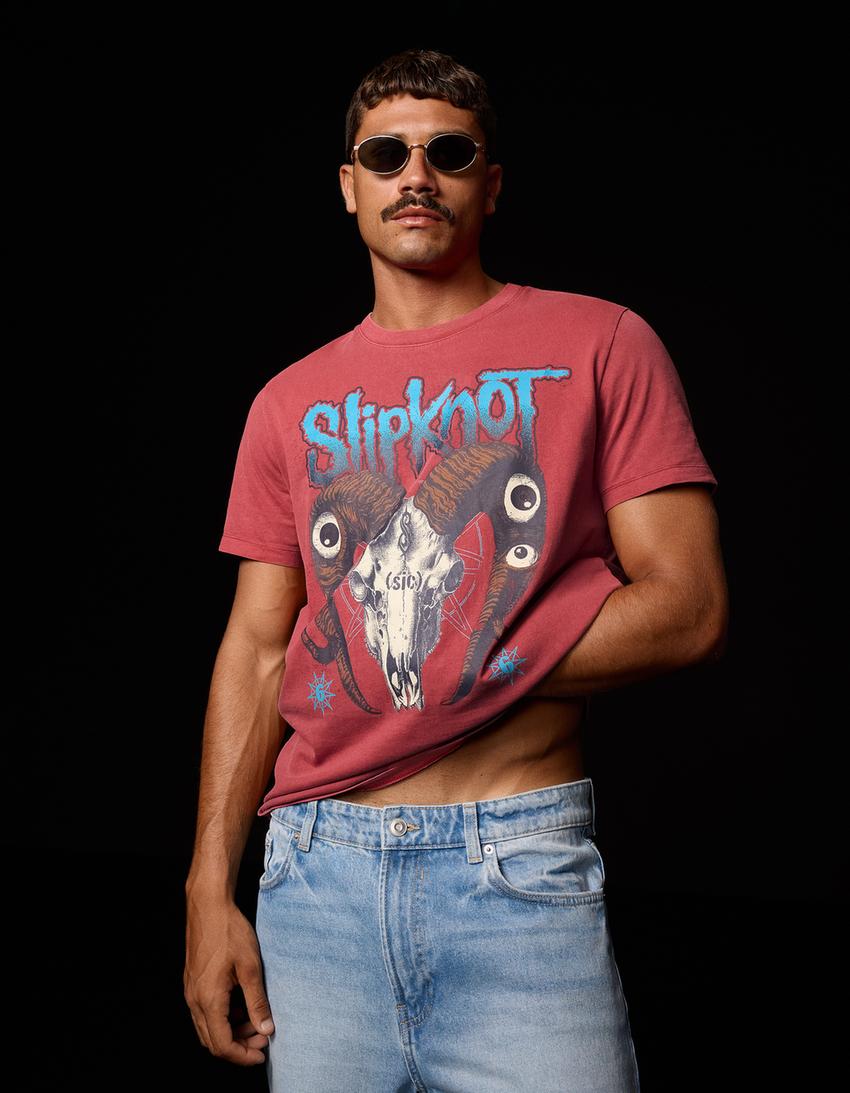 Regular fit short sleeve Slipknot T-shirt-Red