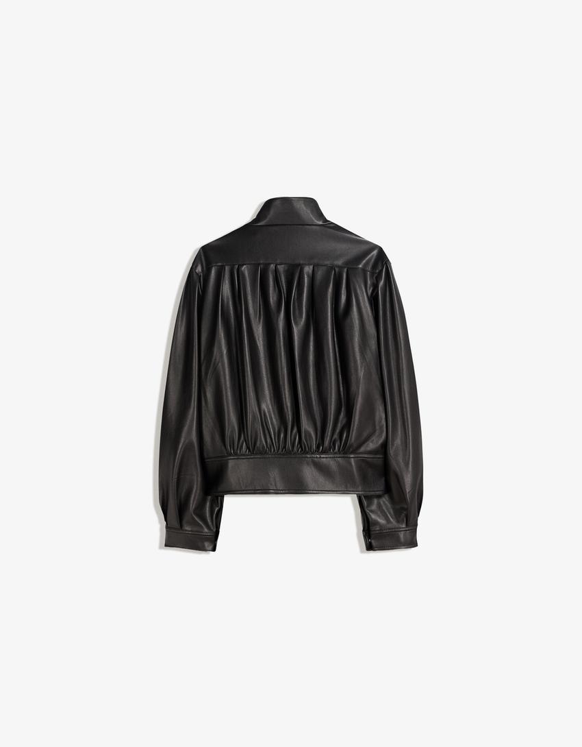 Cazadora efecto piel 80's-Negro