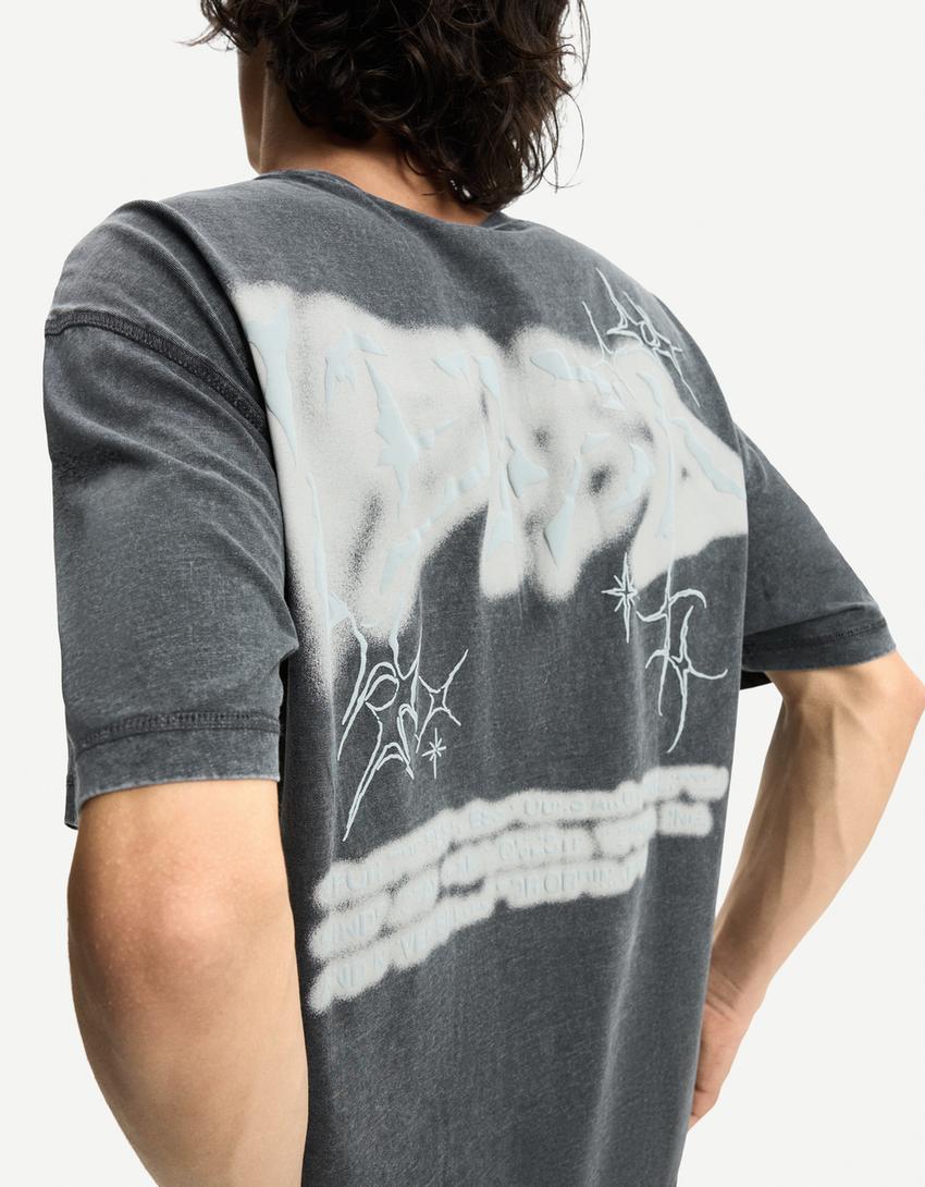 Camiseta manga corta print-Gris-2