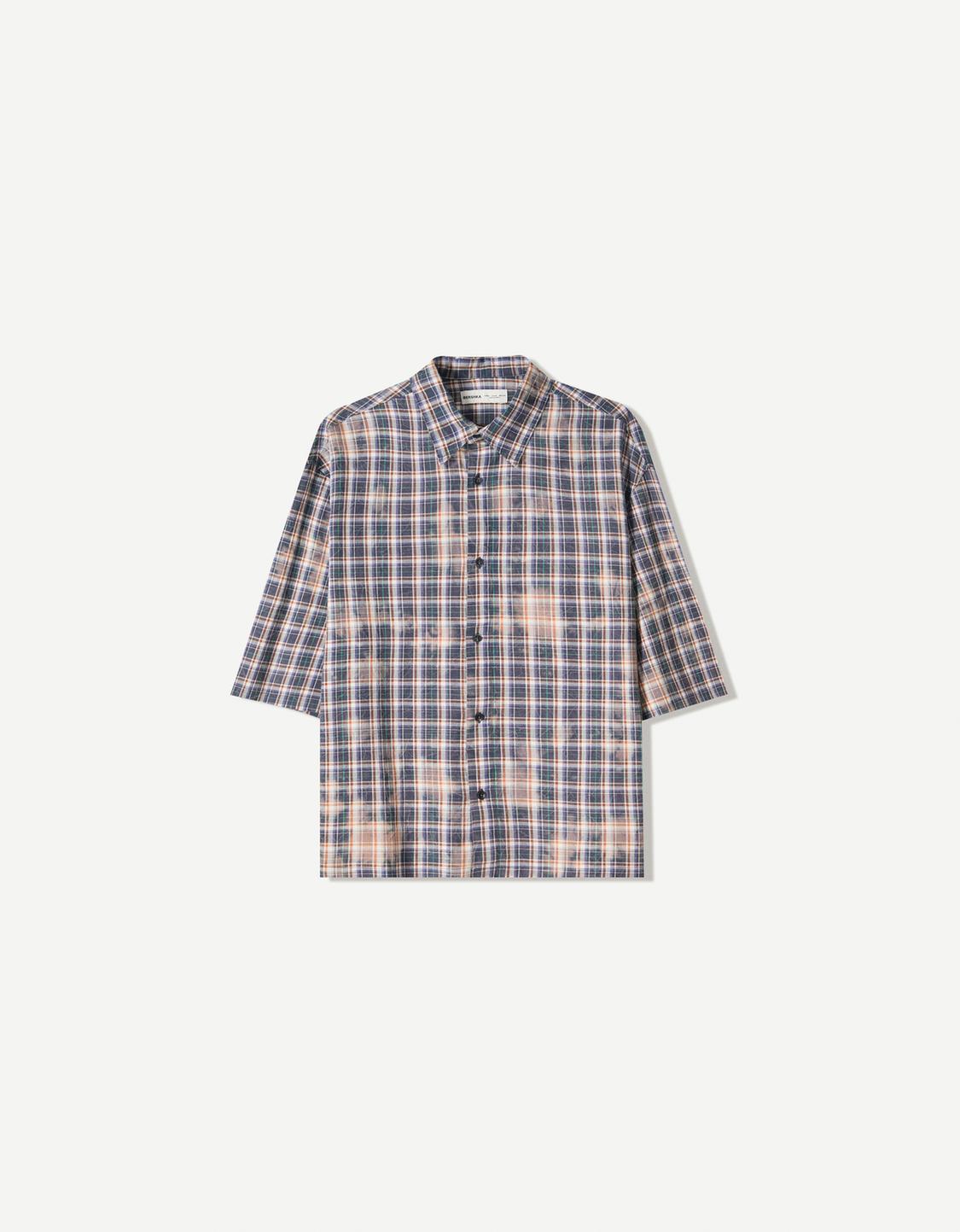 Oversize check short sleeve shirt