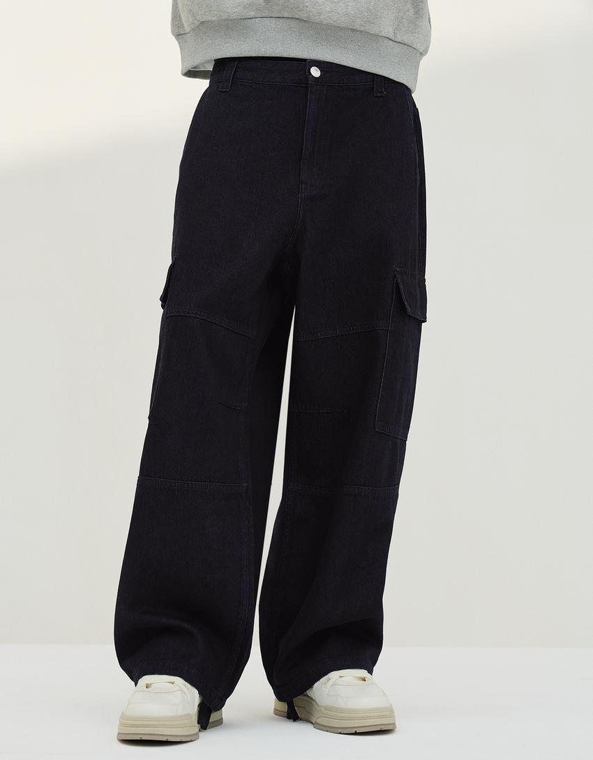 Jeans cargo parachute-Marine