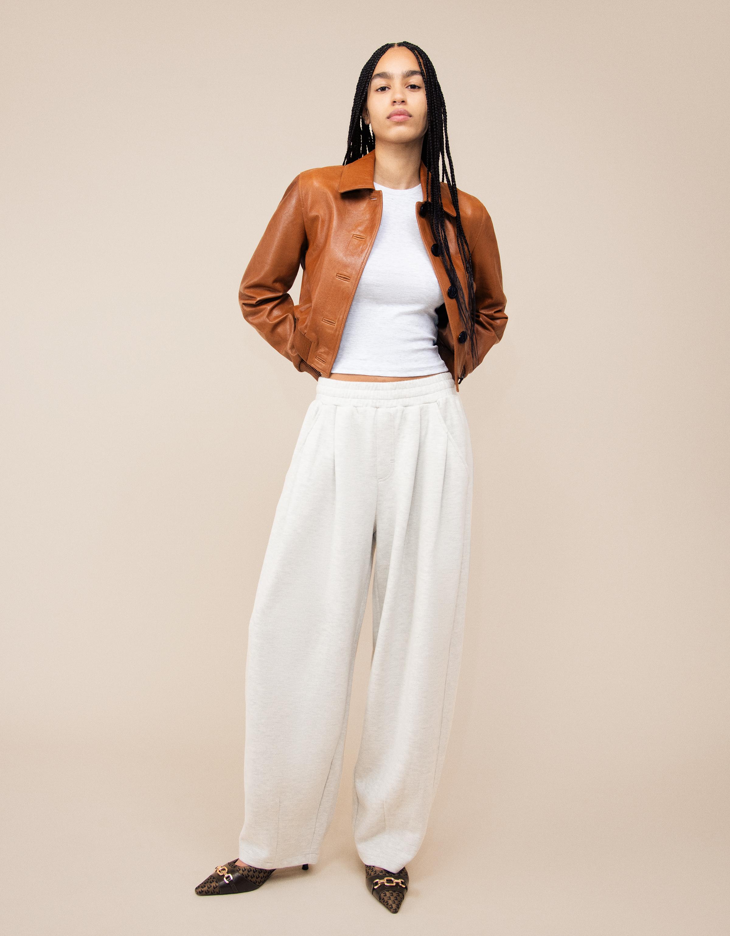 Bershka Weite Maxi-Hose Aus Plüsch Damen M Grau