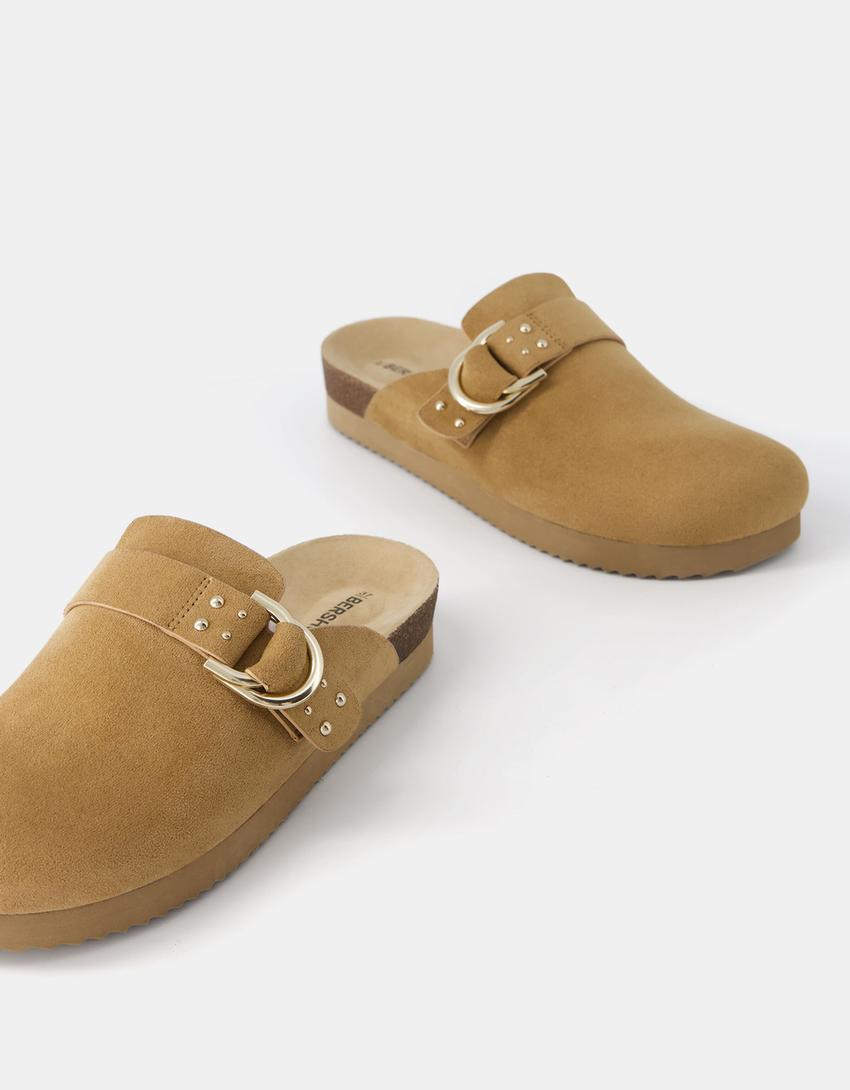 Buckled clogs with stud details-SAND-3