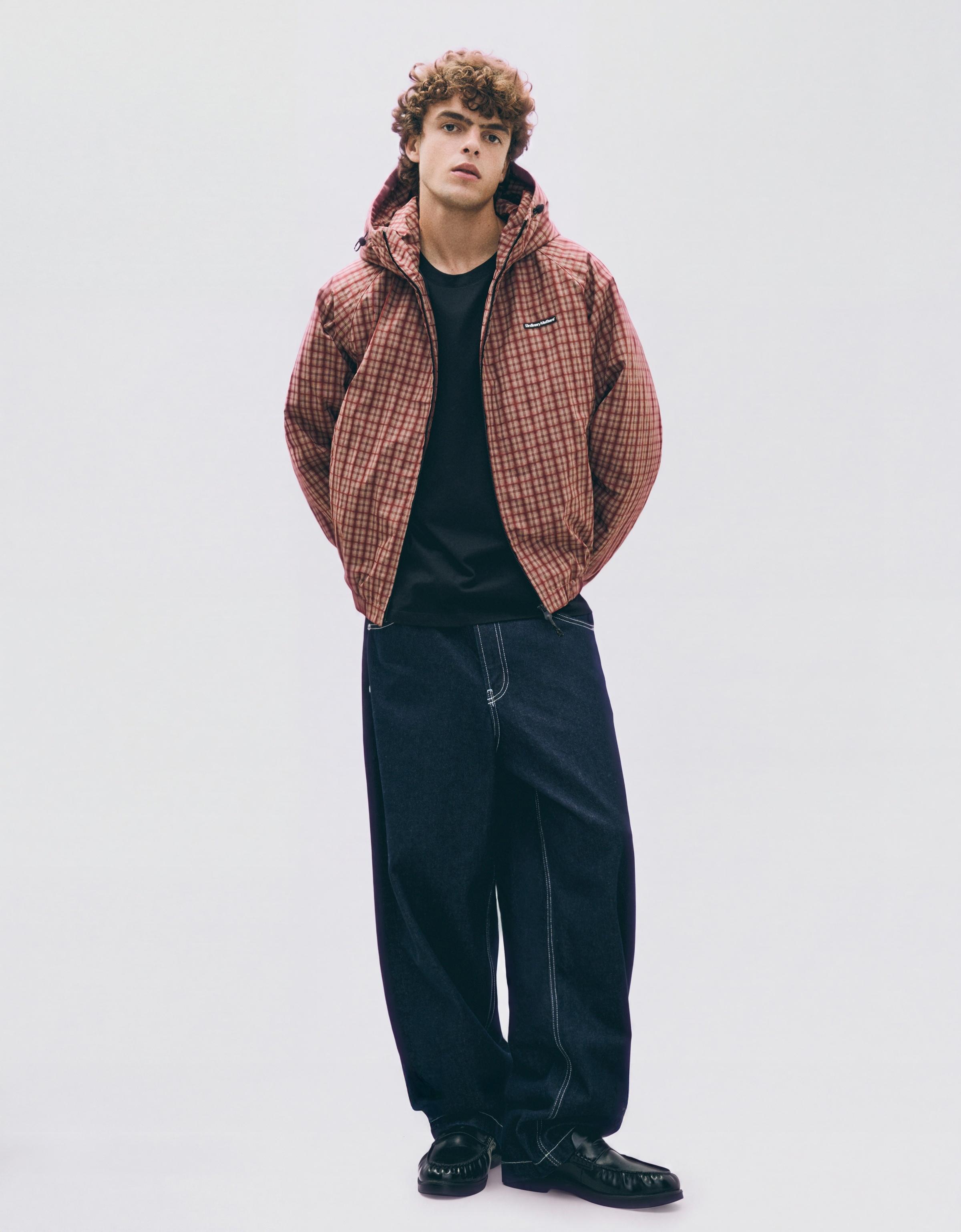 Hooded check jacket — Dark Orange