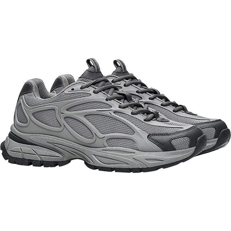 Chunky mixed-material sneakers — Grey