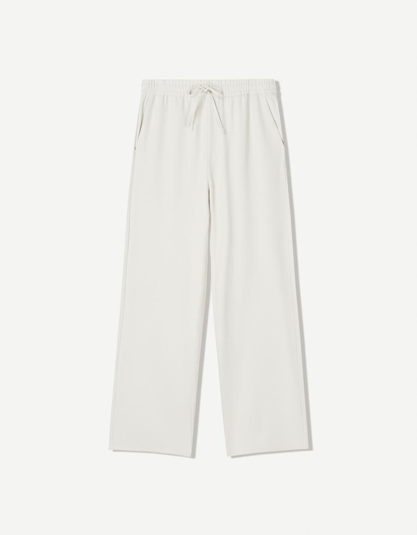 Recht model nette joggingbroek-Ecru-3