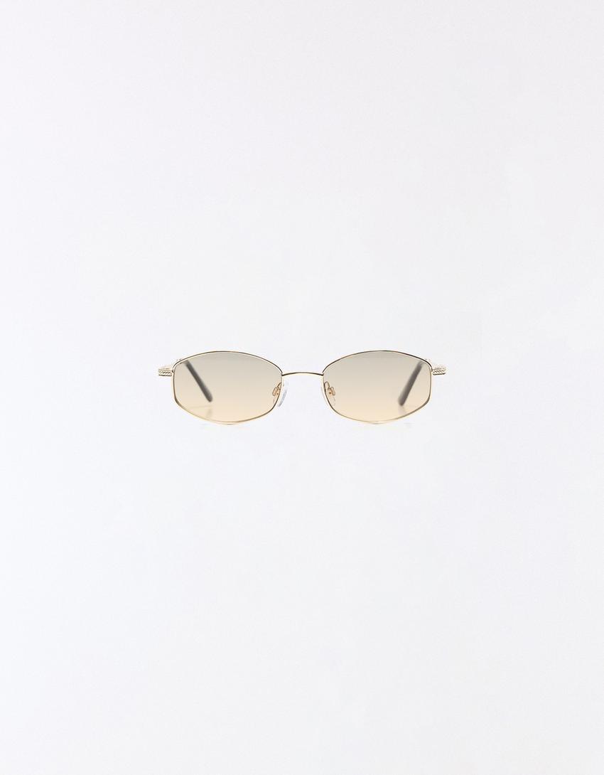 Occhiali da sole con montatura in metallo-Beige