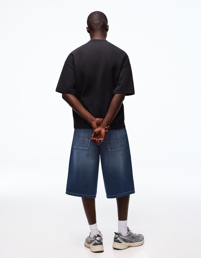 Denim skater Bermuda shorts-Blue