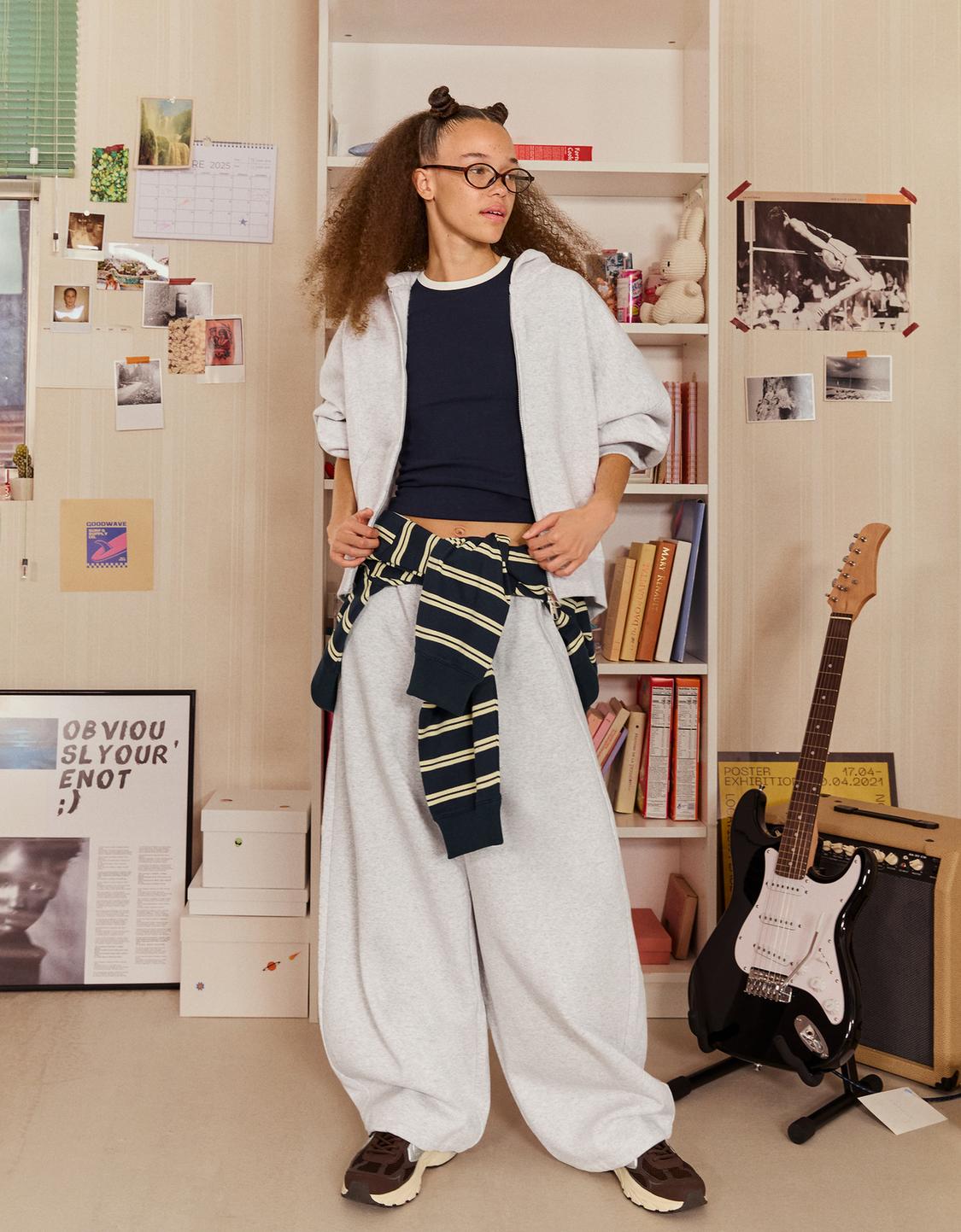 Plush barrel trousers