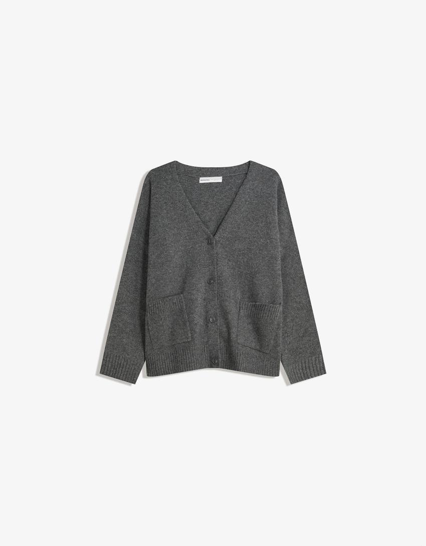 Vest met V-hals-Donkergrijs