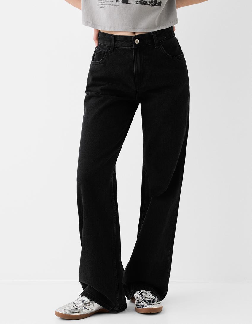 Wide-leg ’90s jeans-Black-1