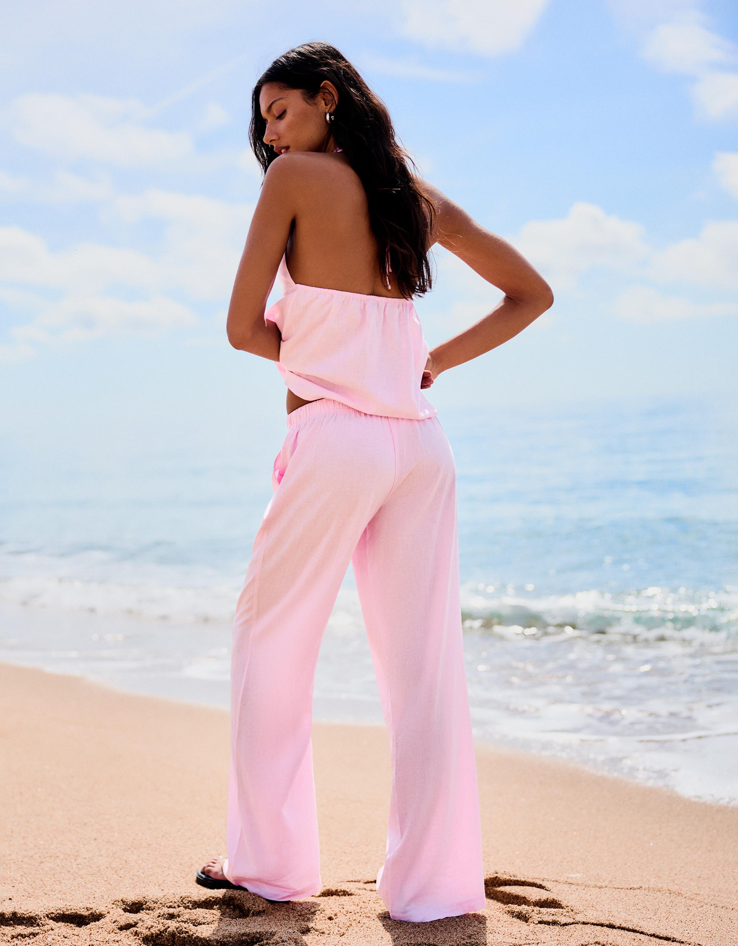 Linen halter top — Pink