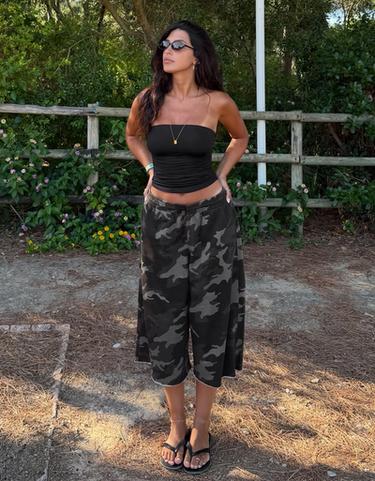 Ruched polyamide bandeau top — Black 1