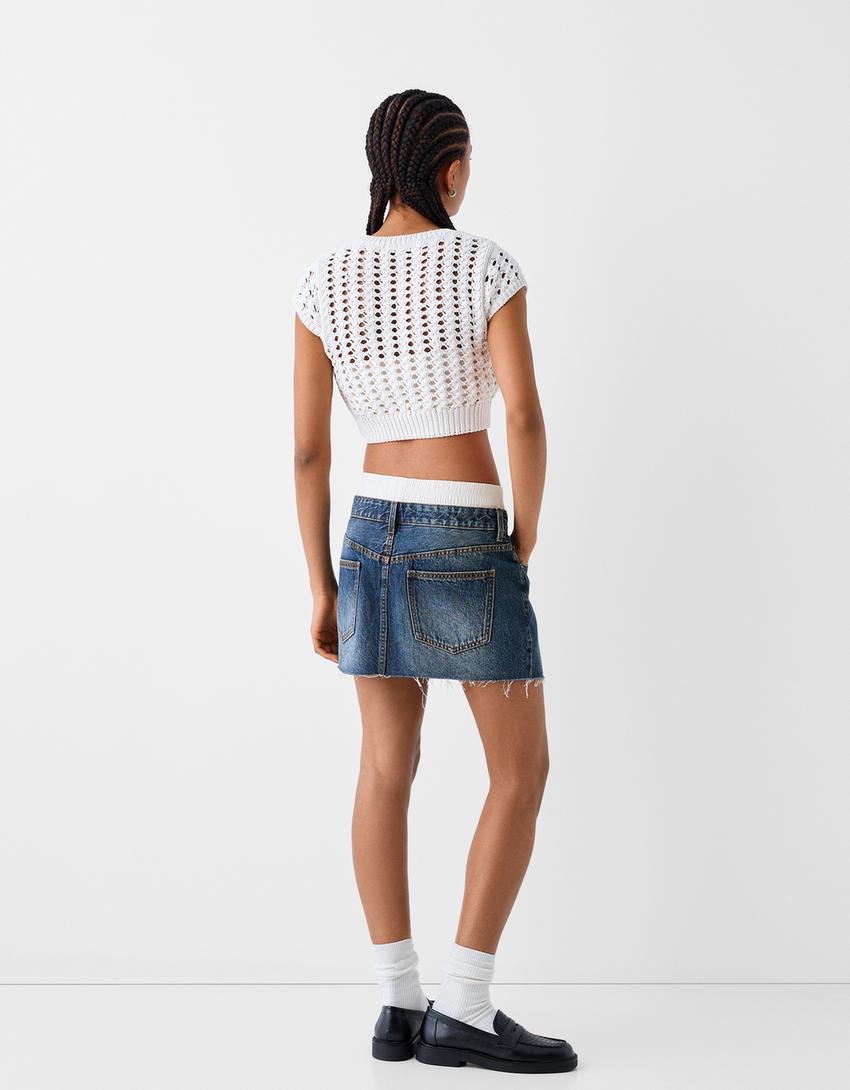 Minijupe denim underwear-Bleu-2