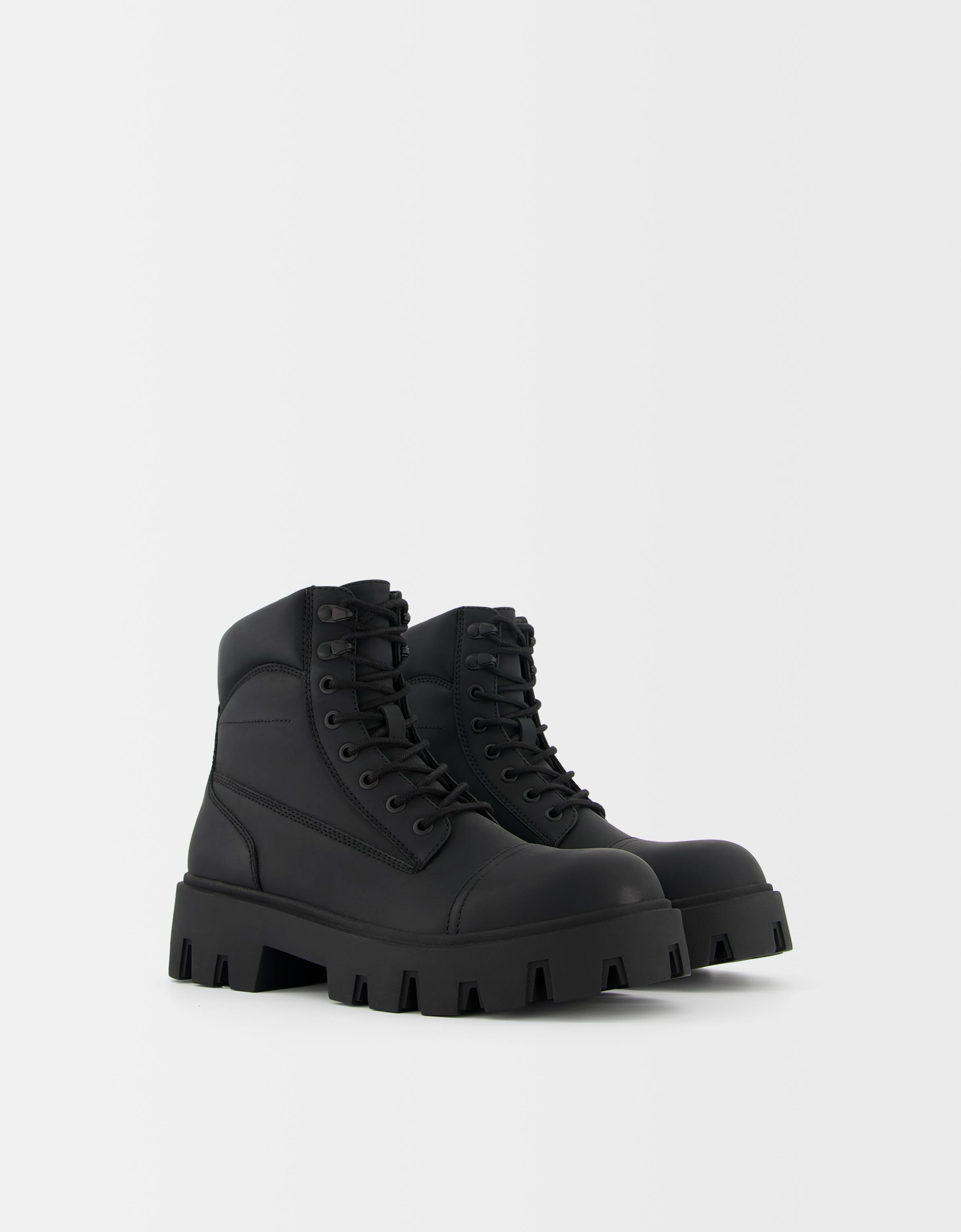 Lace up track sole ankle boots Shoes Men Bershka