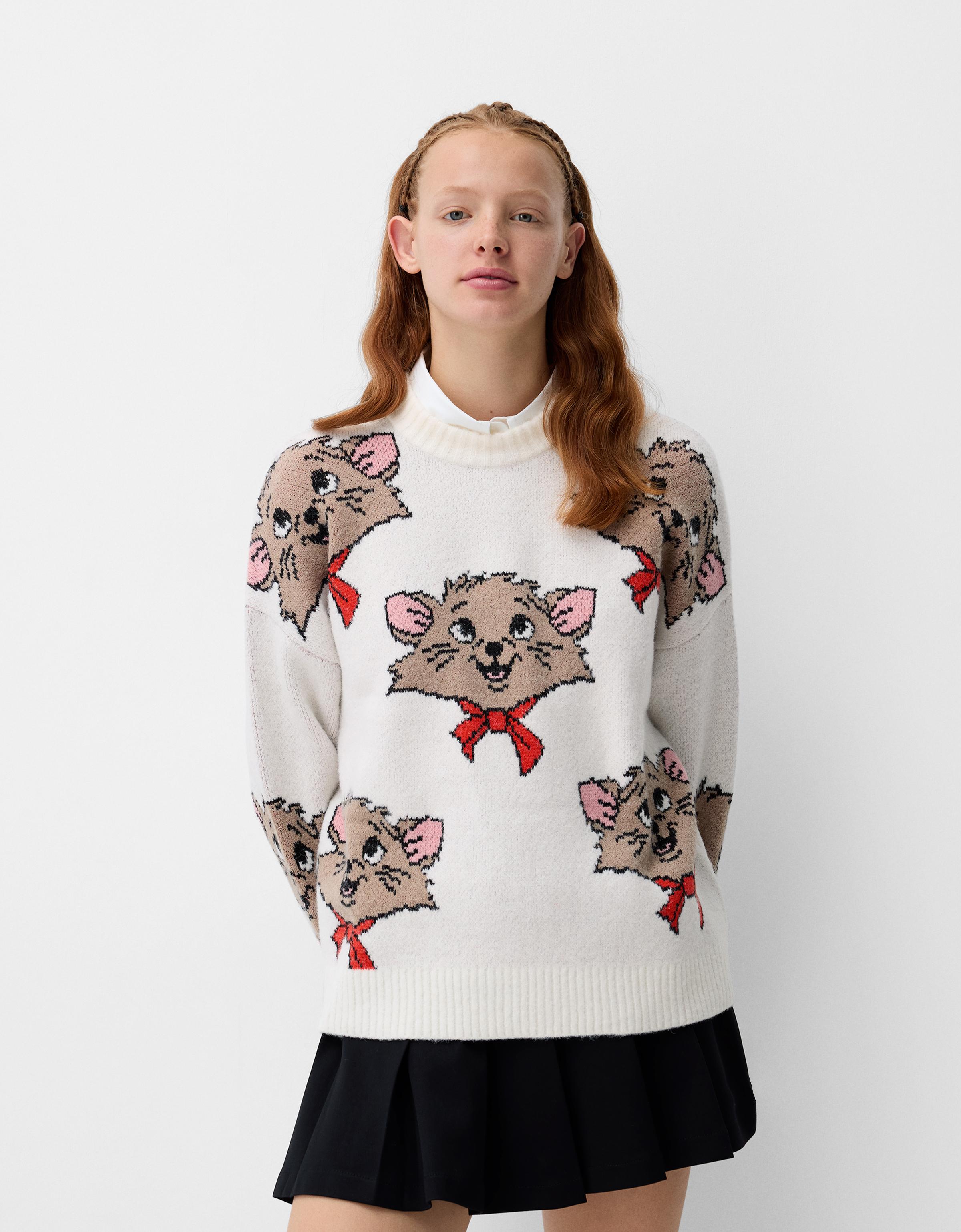 Bershka Pullover Aristocats Mit Print Damen M Sandfarbe