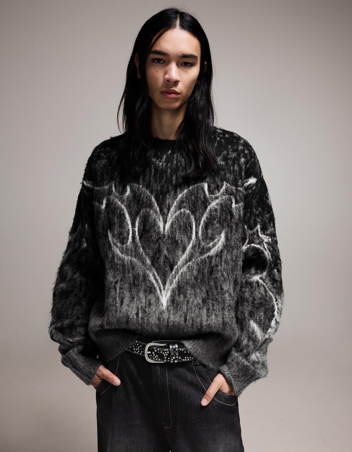 Pull imprimé effet brossé