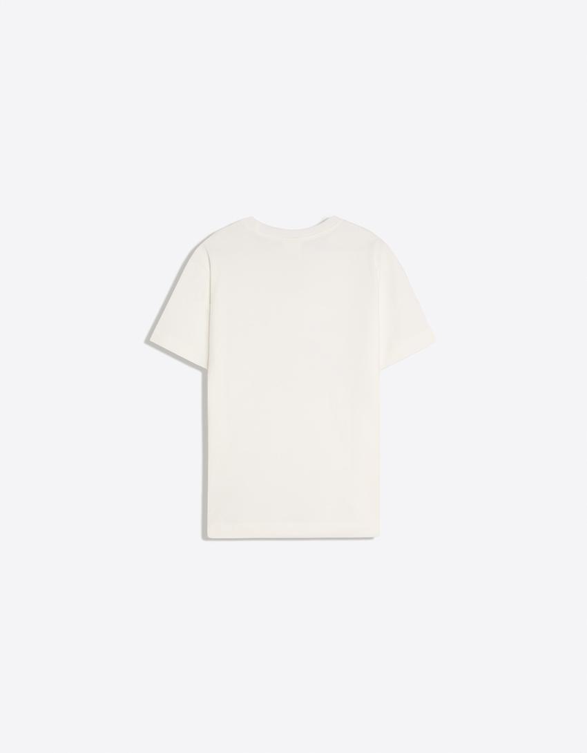 Small fit print T-shirt-White