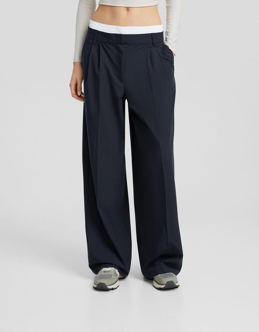 Tailored underwear trousers-Navy-1