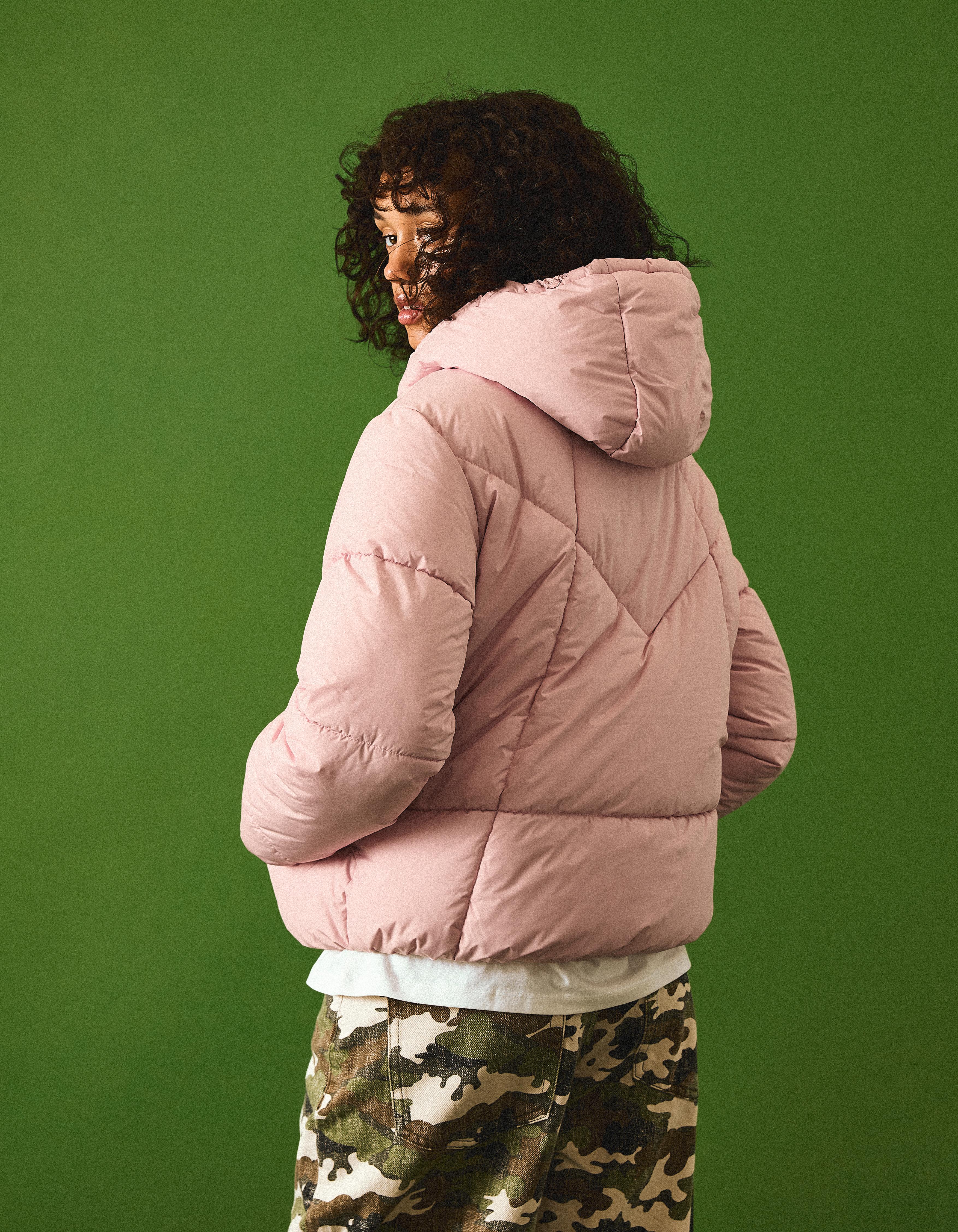 Hooded puffer jacket — Pink