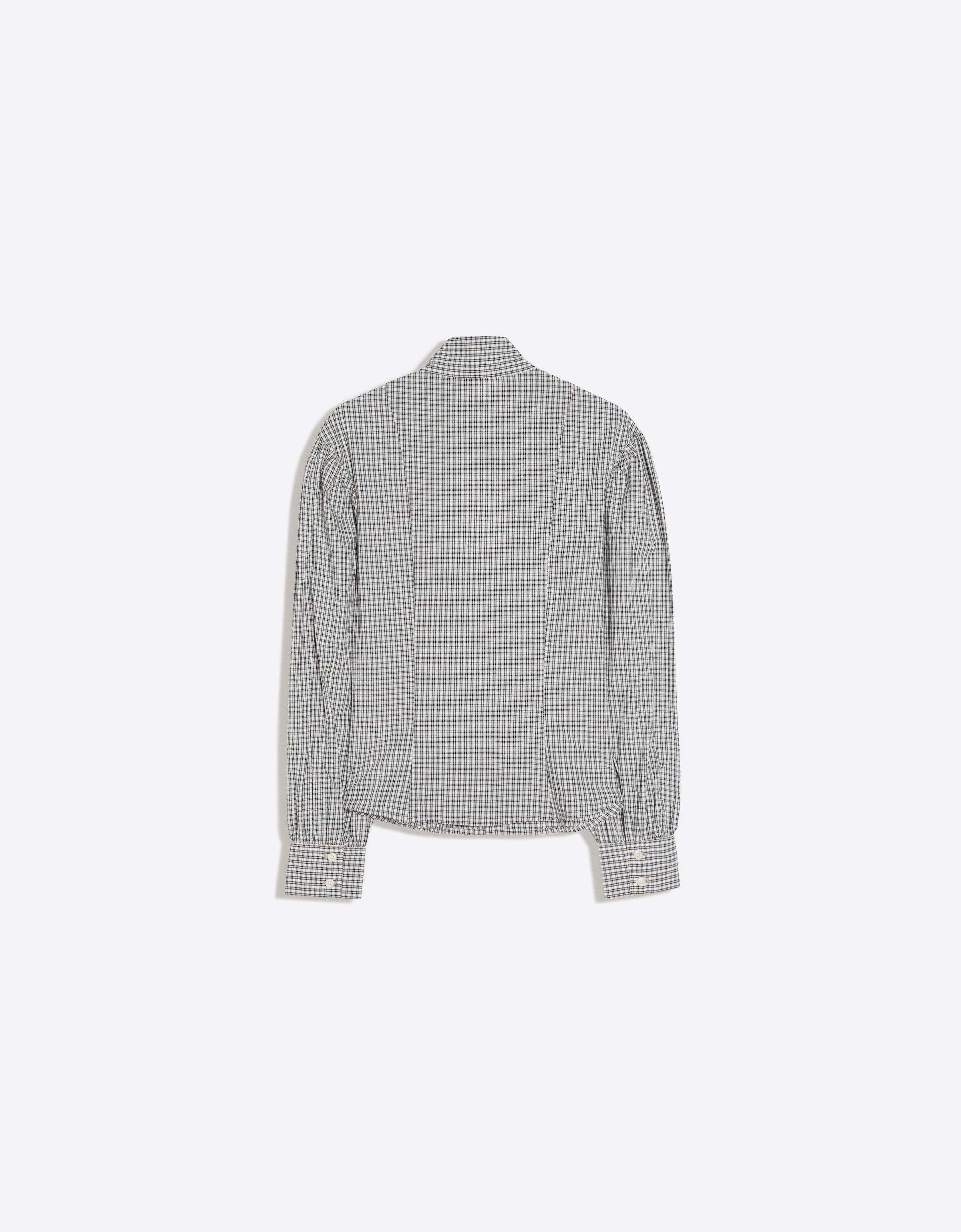 Long sleeve check funnel neck shirt — Cream