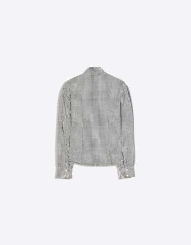 Check funnel neck long sleeve shirt — Cream 6