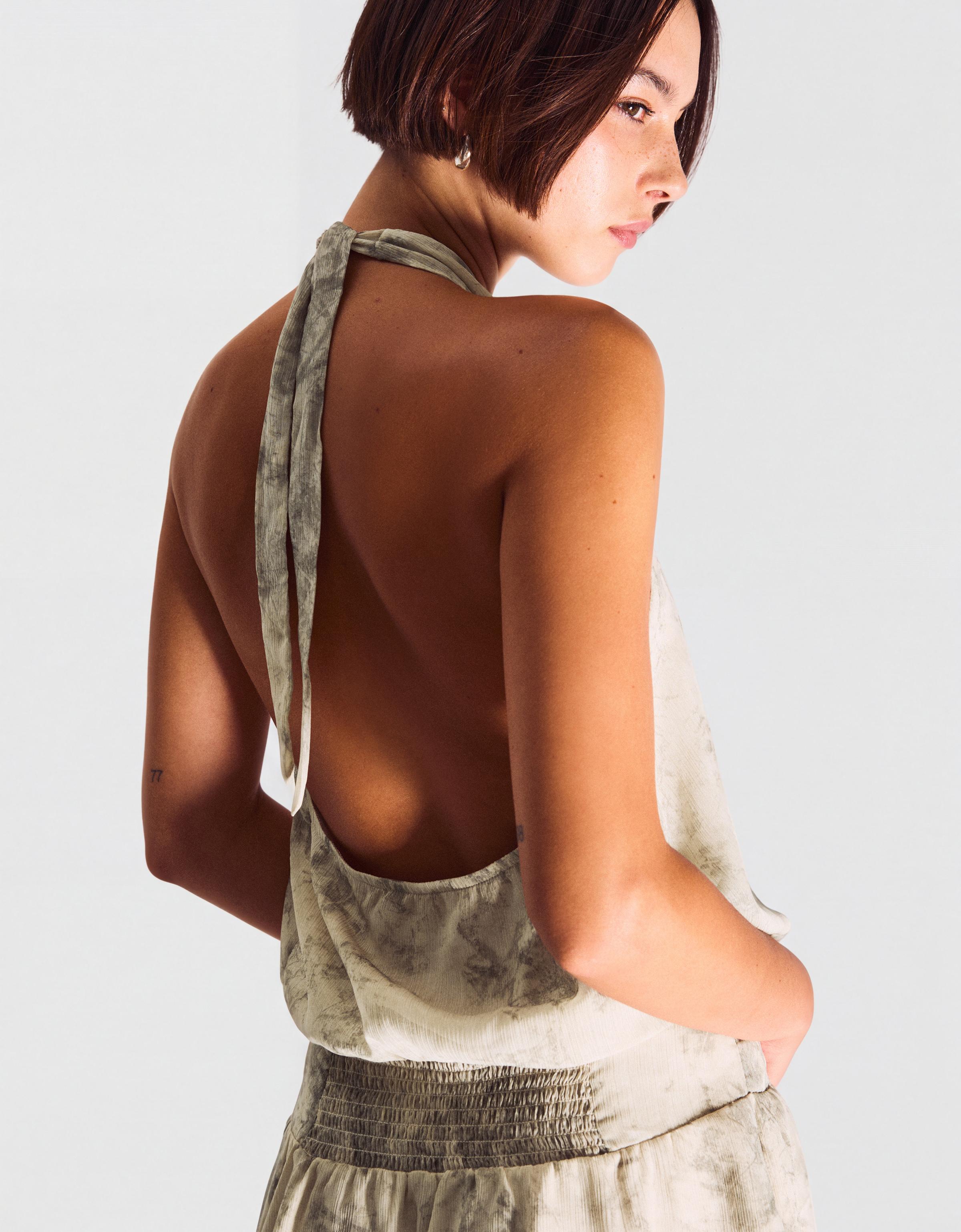 Kruvaze halter mini elbise - Görsel 25