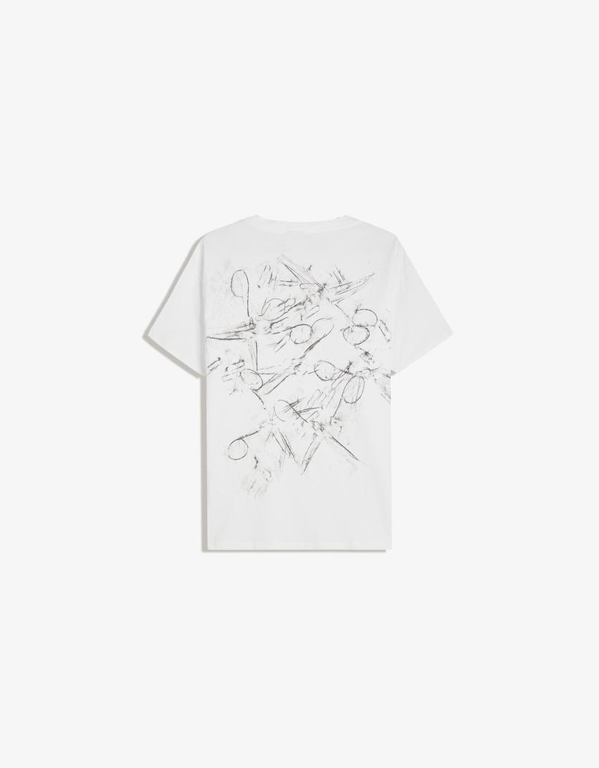 T-shirt met print en korte mouw-Wit-5