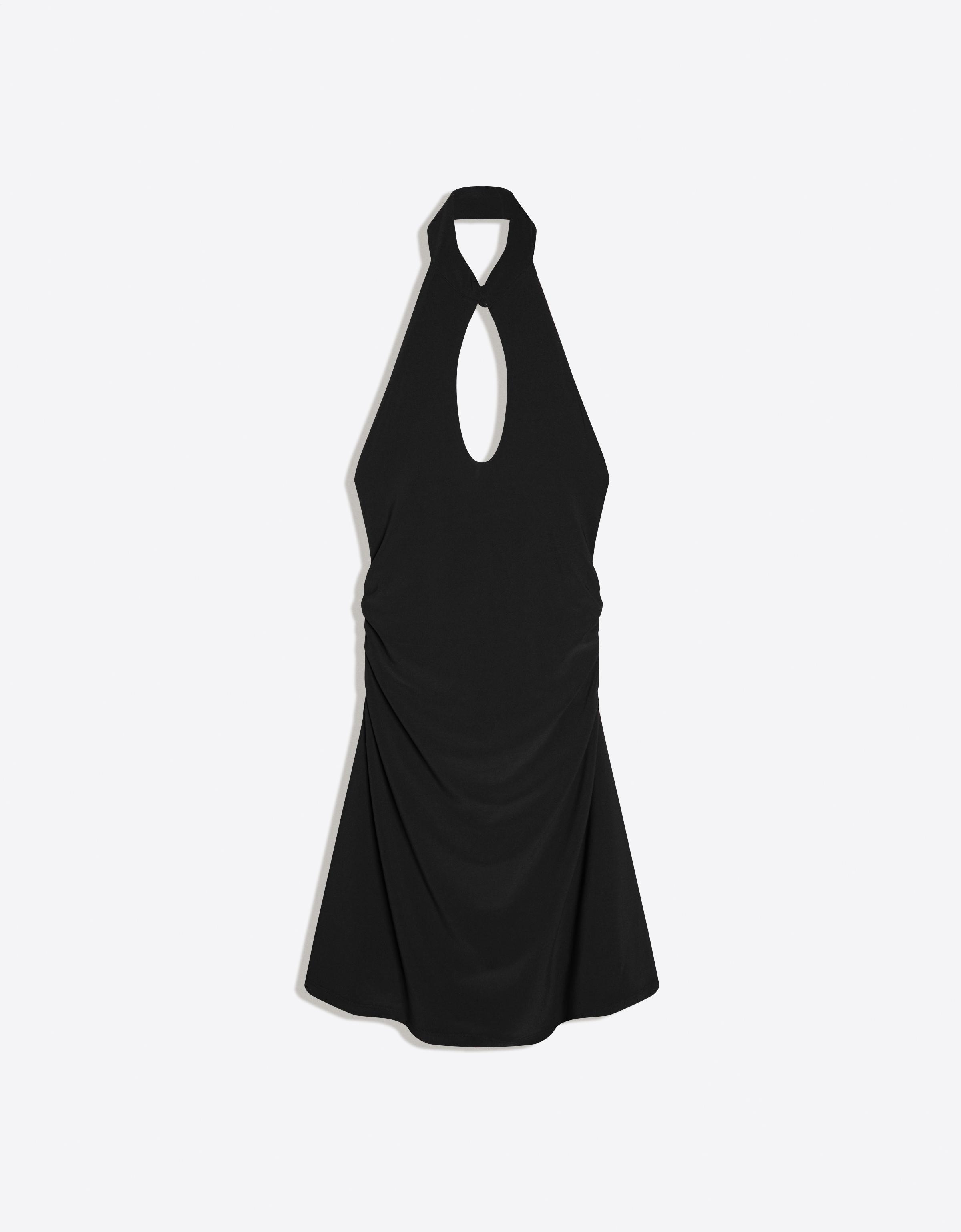 Mini halter open-neck dress — Black