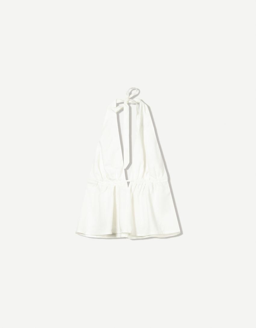Top halter cu in-Alb