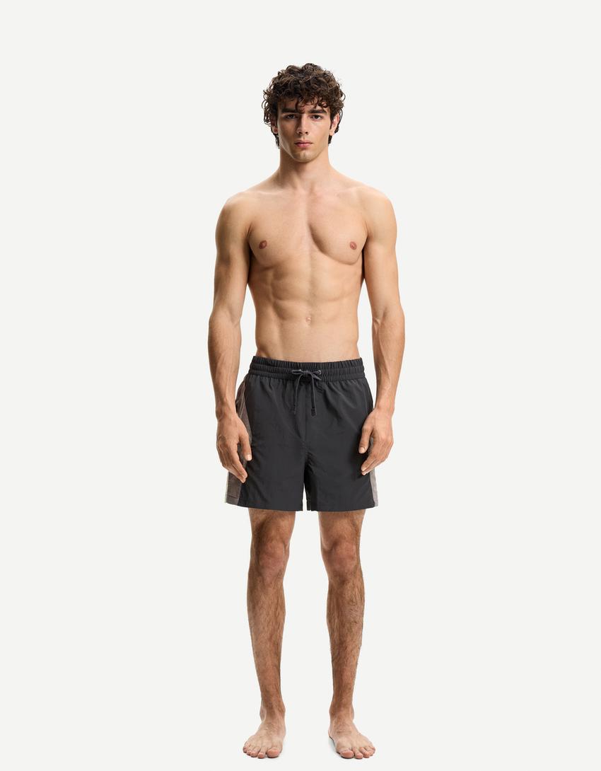 Boxy fit swimming trunks-Dark grey