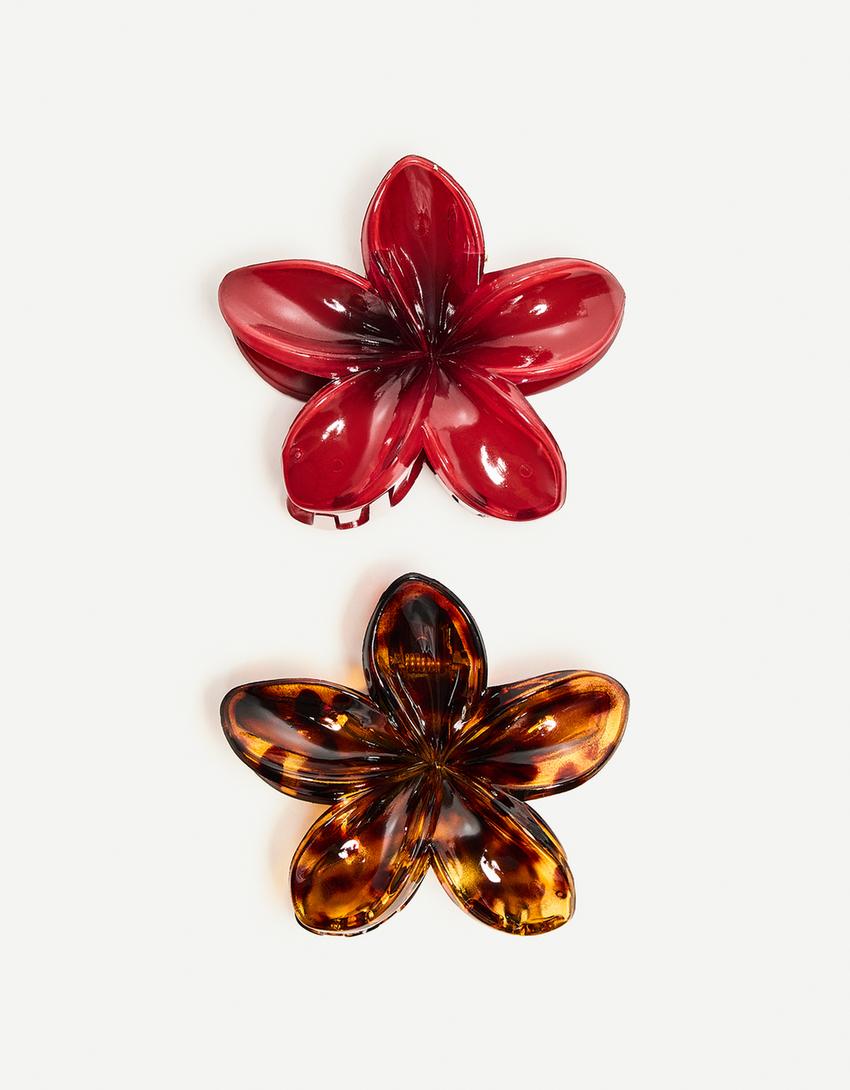Lot 2 pinces fleur-Bordeaux