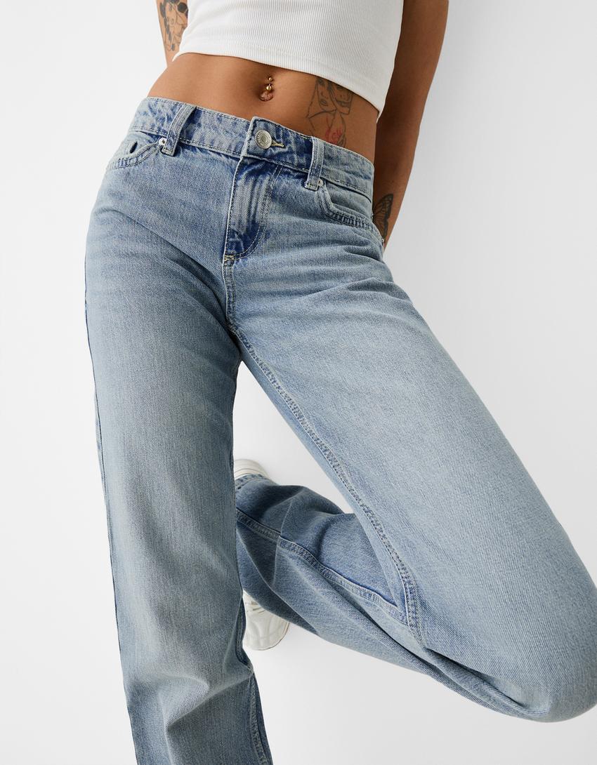 Jean regular taille basse-Bleu lavé-3