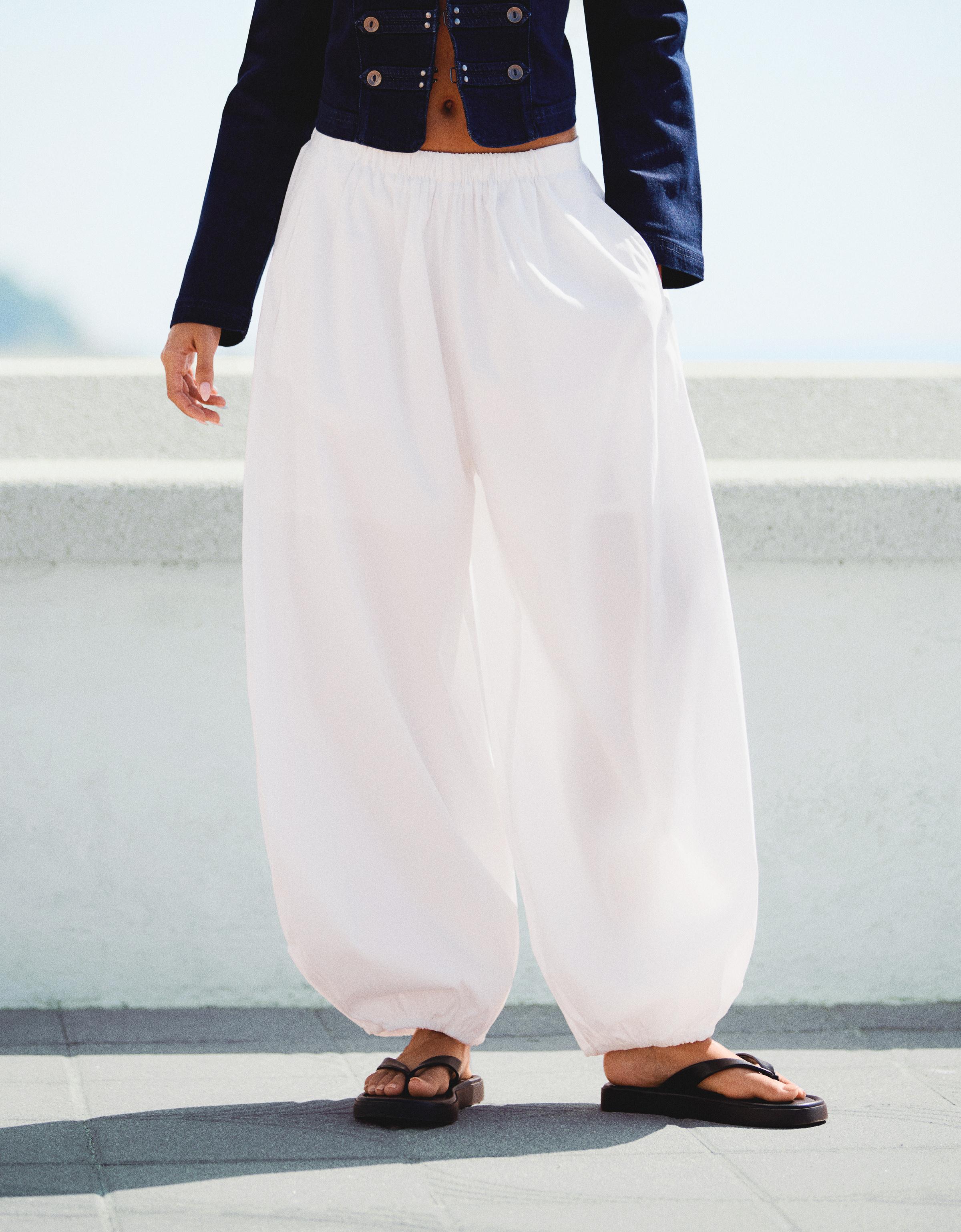 Poplin bloomer trousers — White
