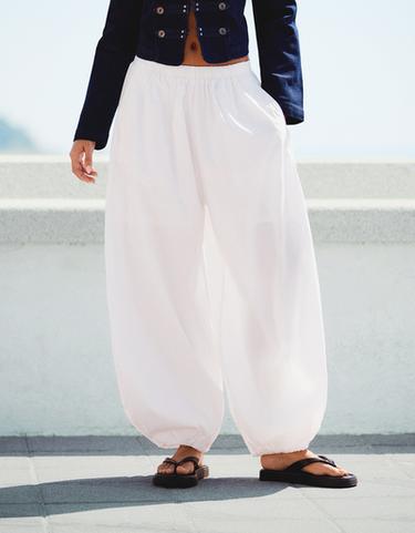 Poplin bloomer trousers — White 3