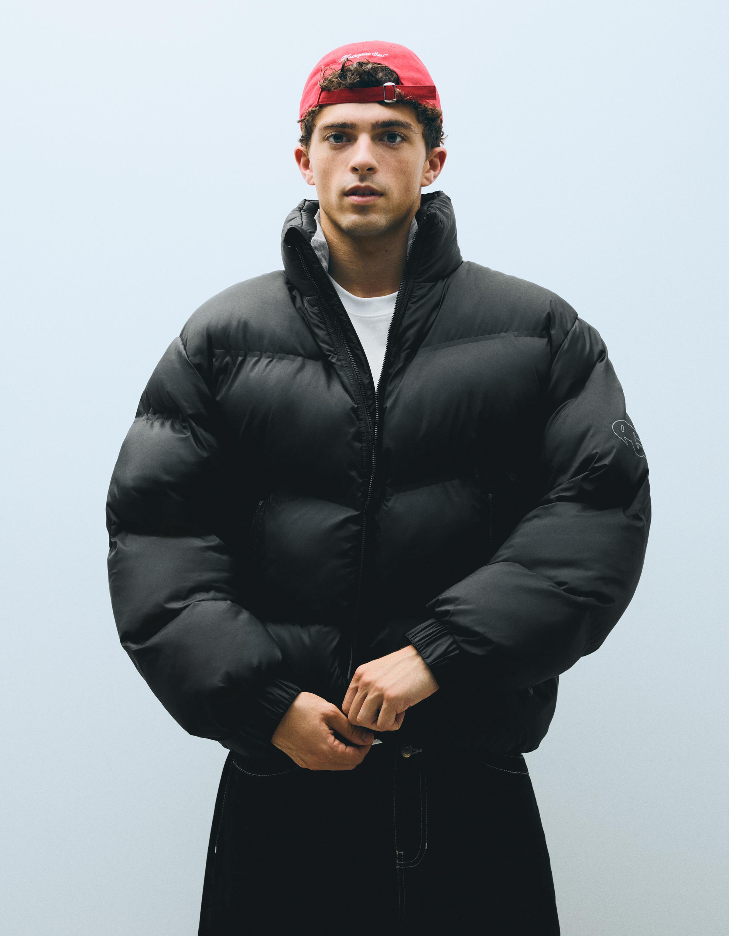 Bershka Cazadora Técnica Acolchada Hombre Negro