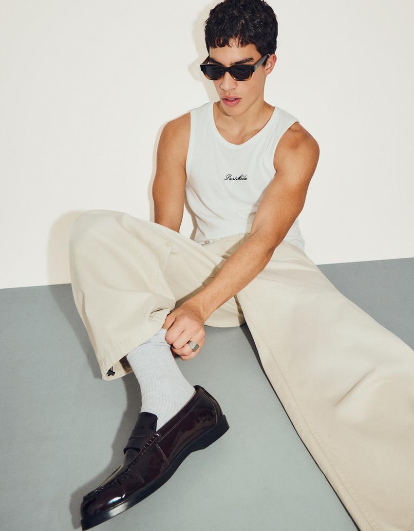 Gathered loafers-Maroon