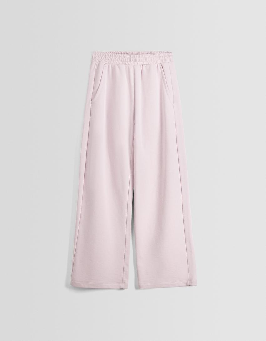 Wide leg plush trousers-Violet-4