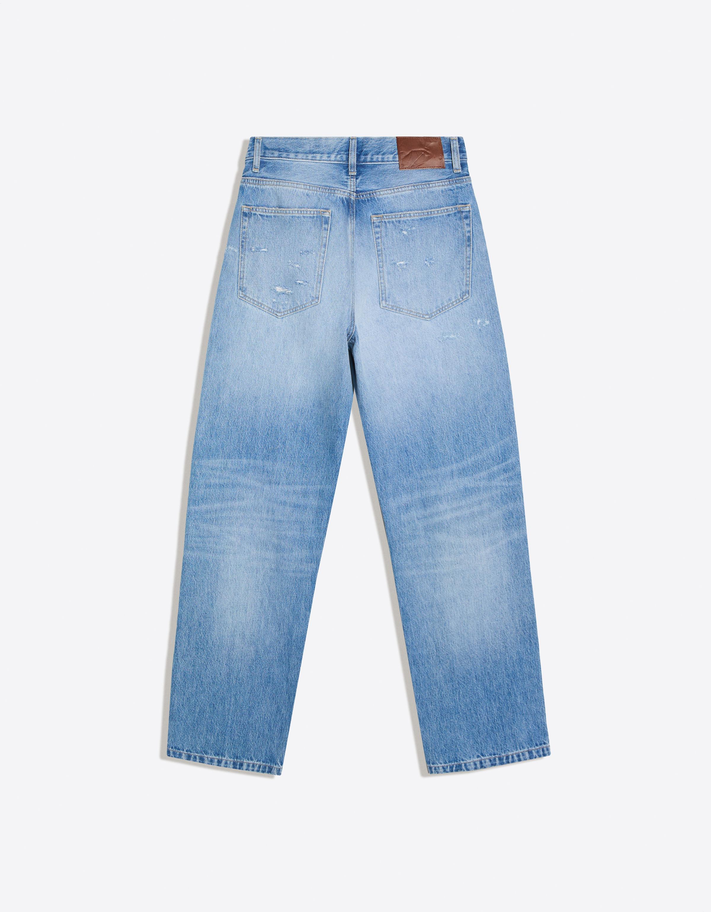 Ripped straight wide leg jeans — Light blue