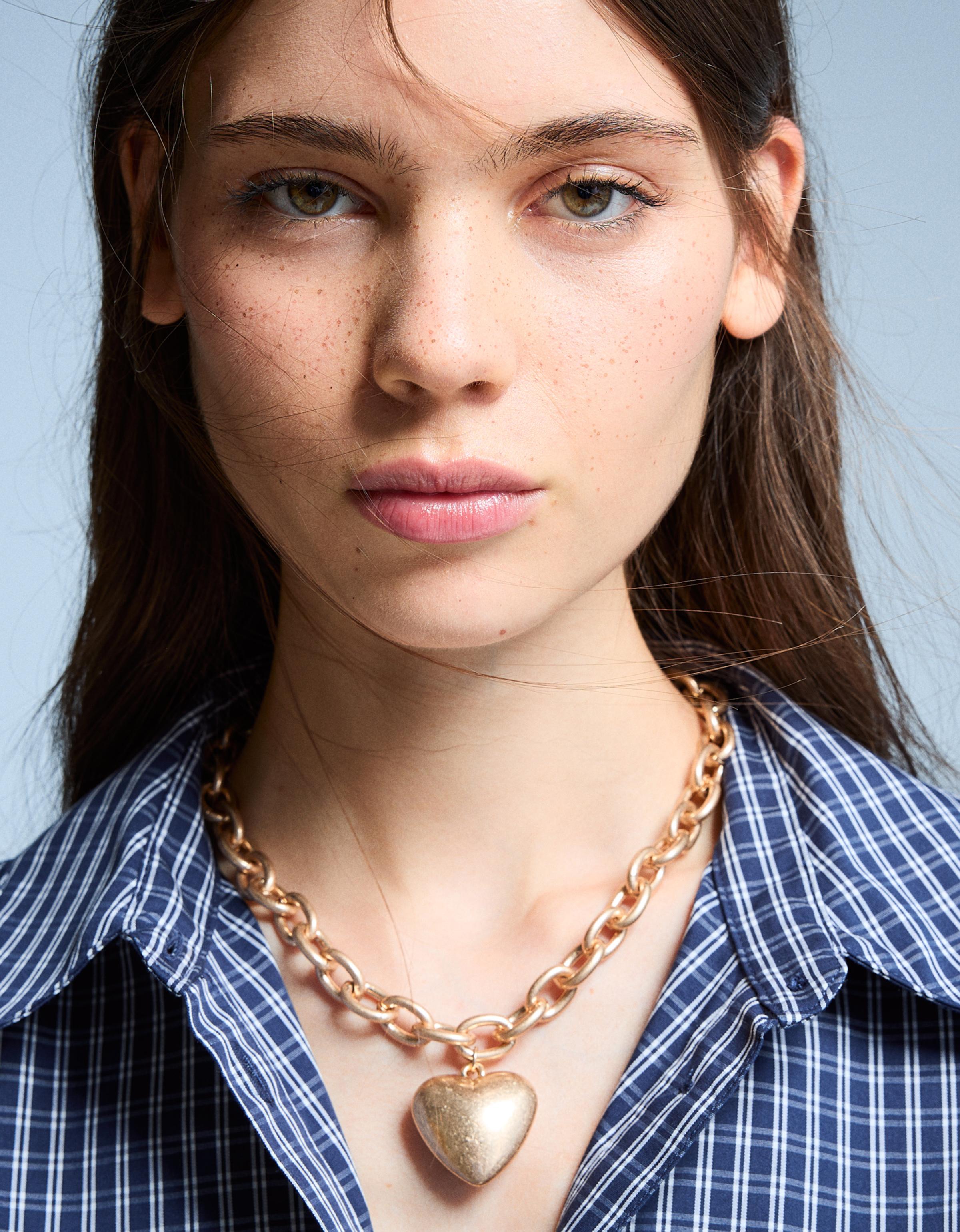 Bershka Herzhalskette Damen Gold