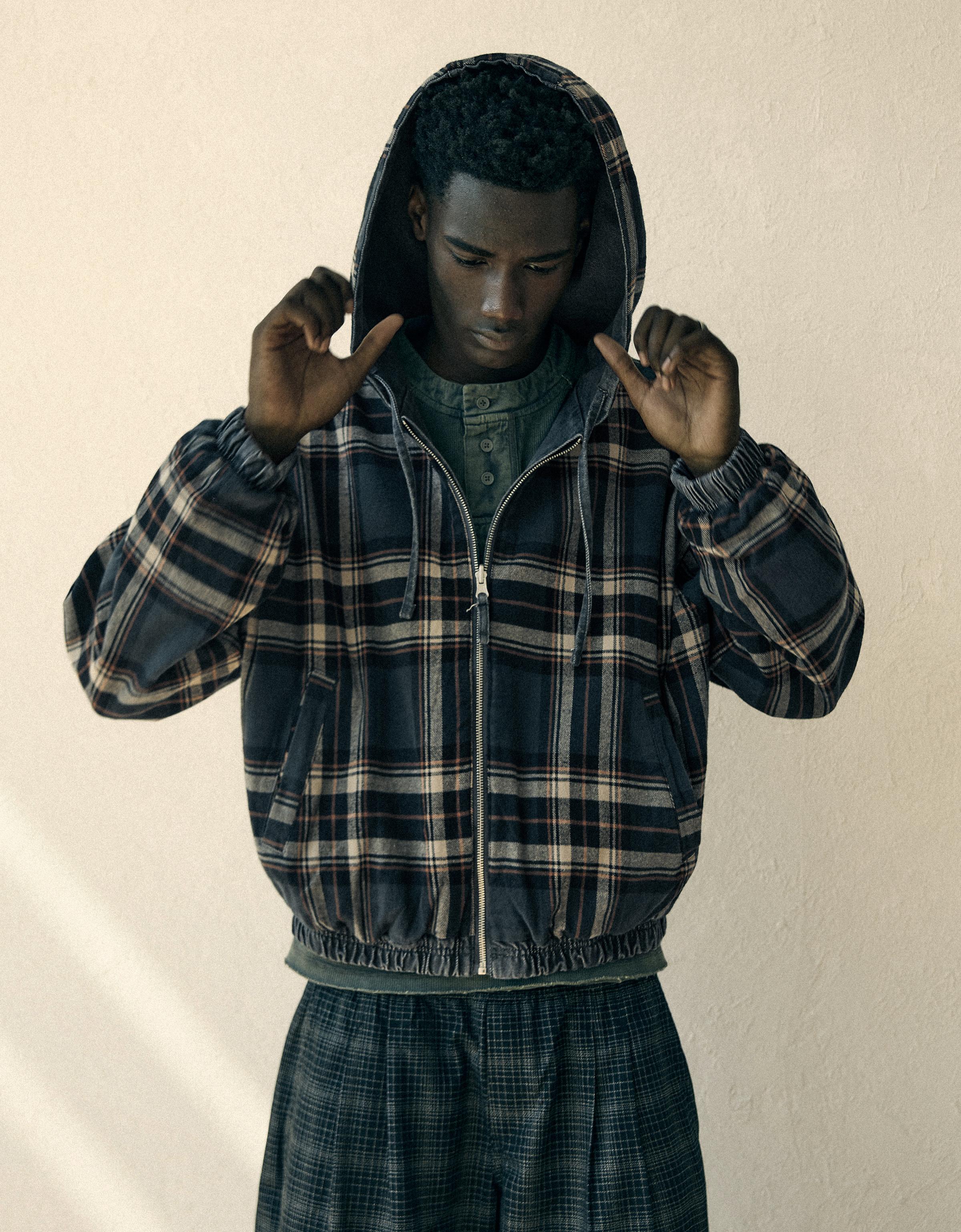 Reversible hooded zip-up jacket — Dark grey