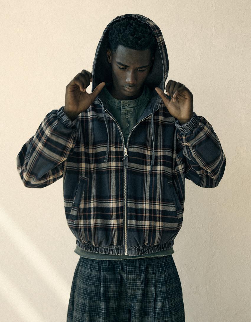 Reversible hooded zip-up jacket-Dark grey