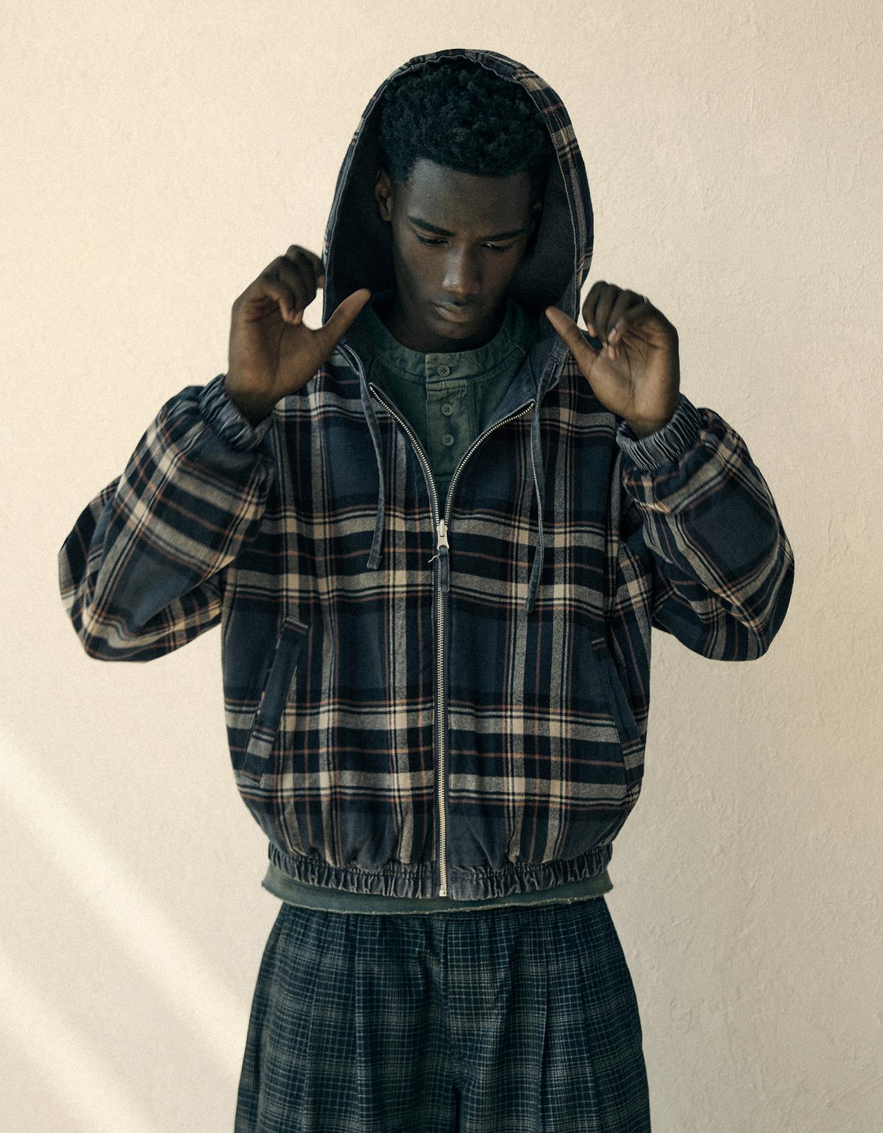 Reversible hooded zip-up jacket — Dark grey