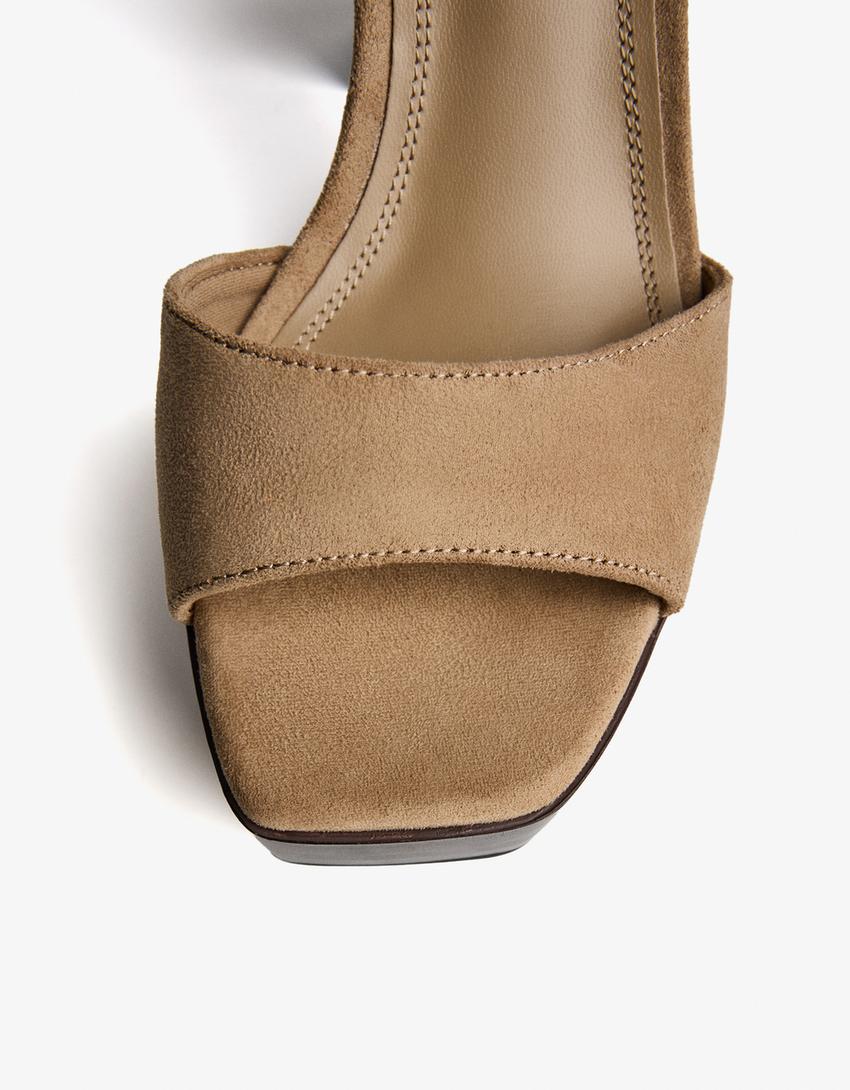 High-heel platform sandals-ECRU