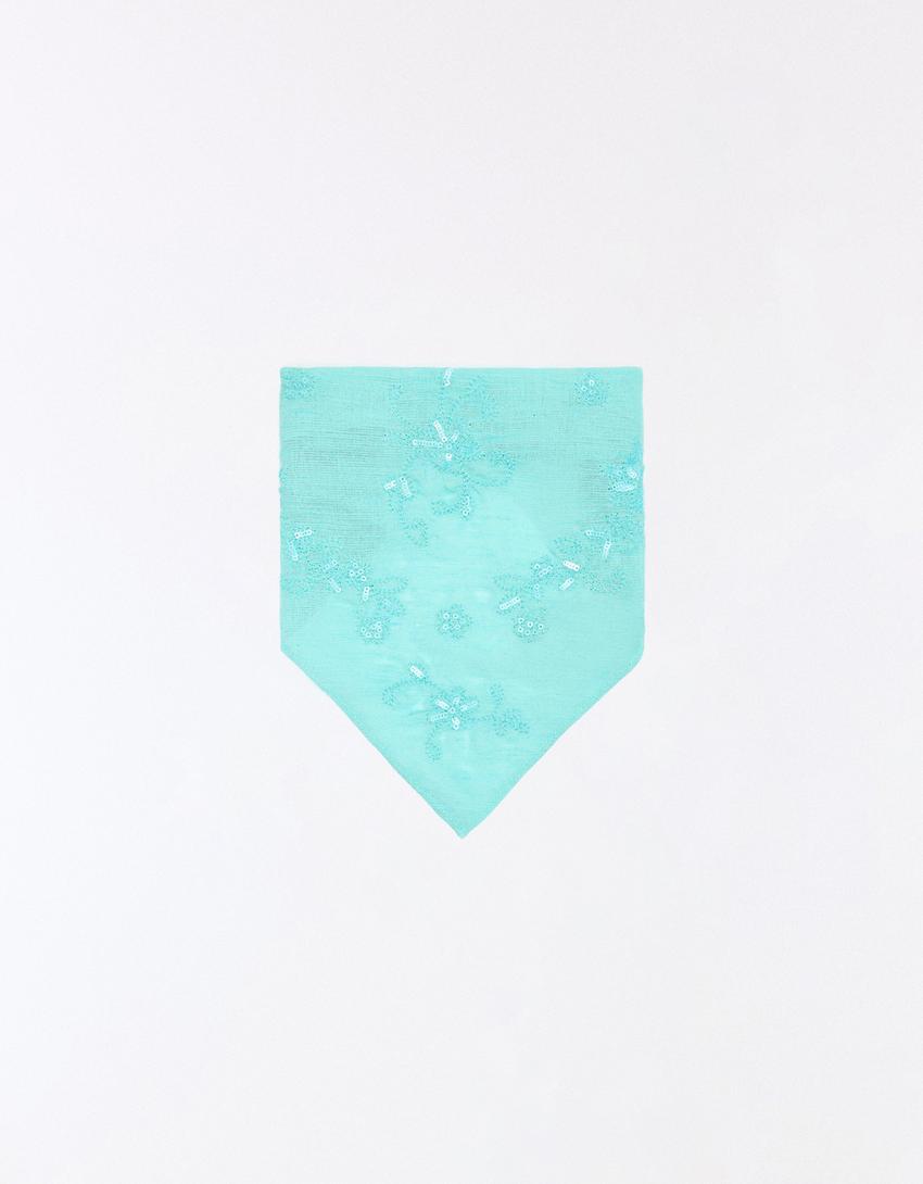 İşlemeli kürk bandana - Görsel 2