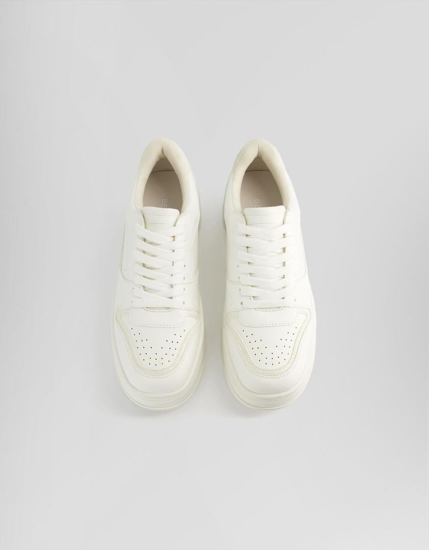 حذاء رياضي بنعل عالي-أبيض