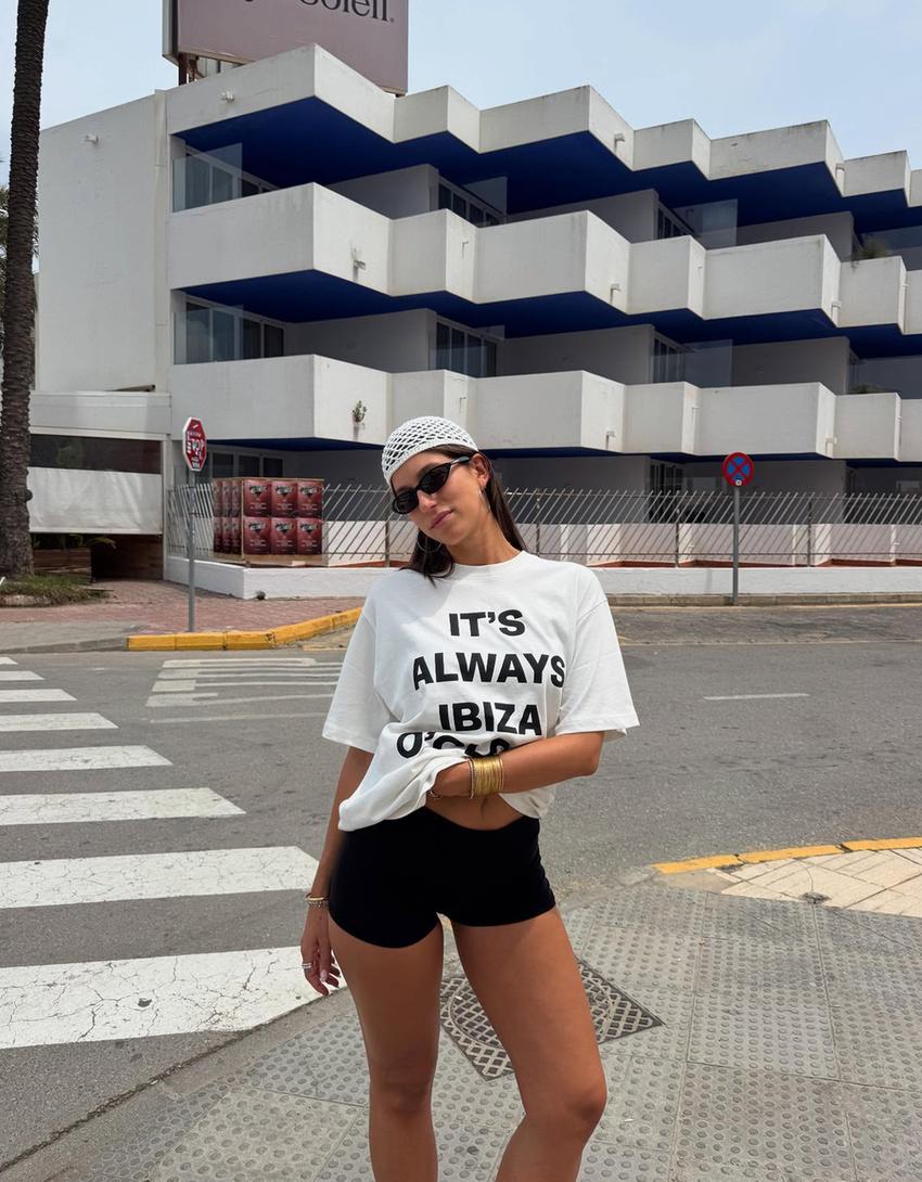 Tricou mânecă scurtă print-Alb murdar-1