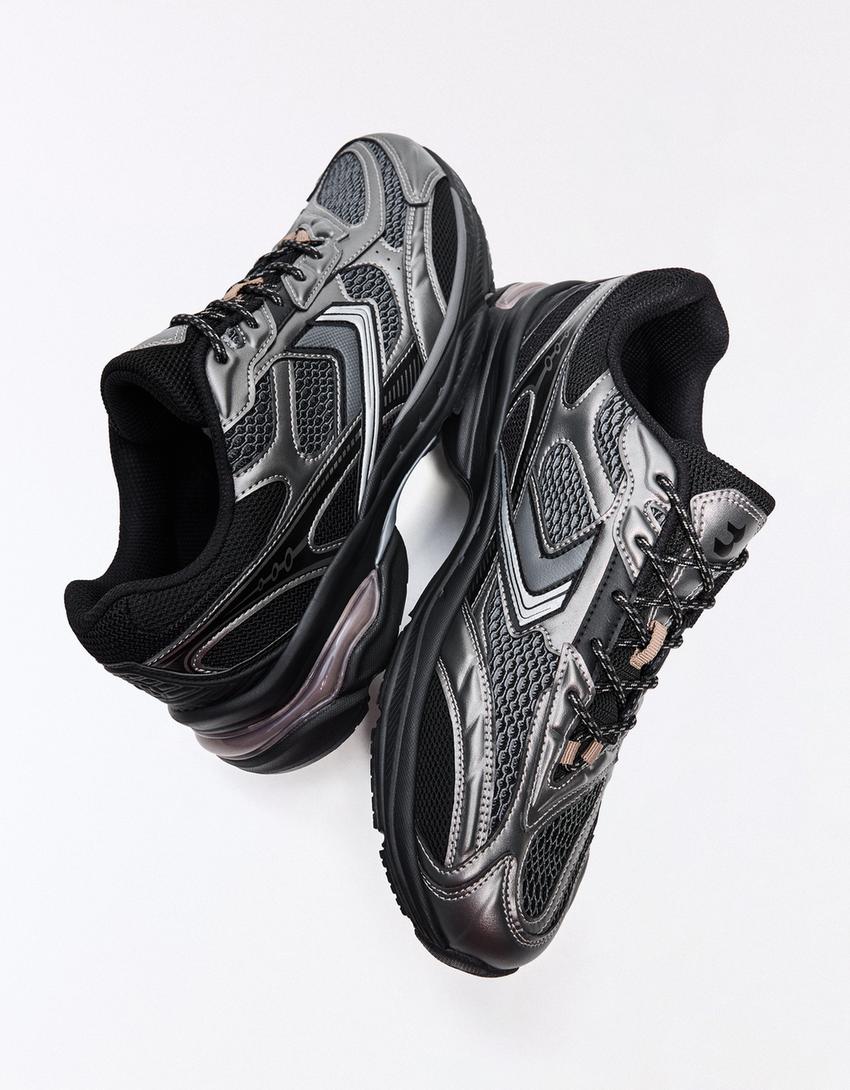 Asymmetric detail trainers-BLACK